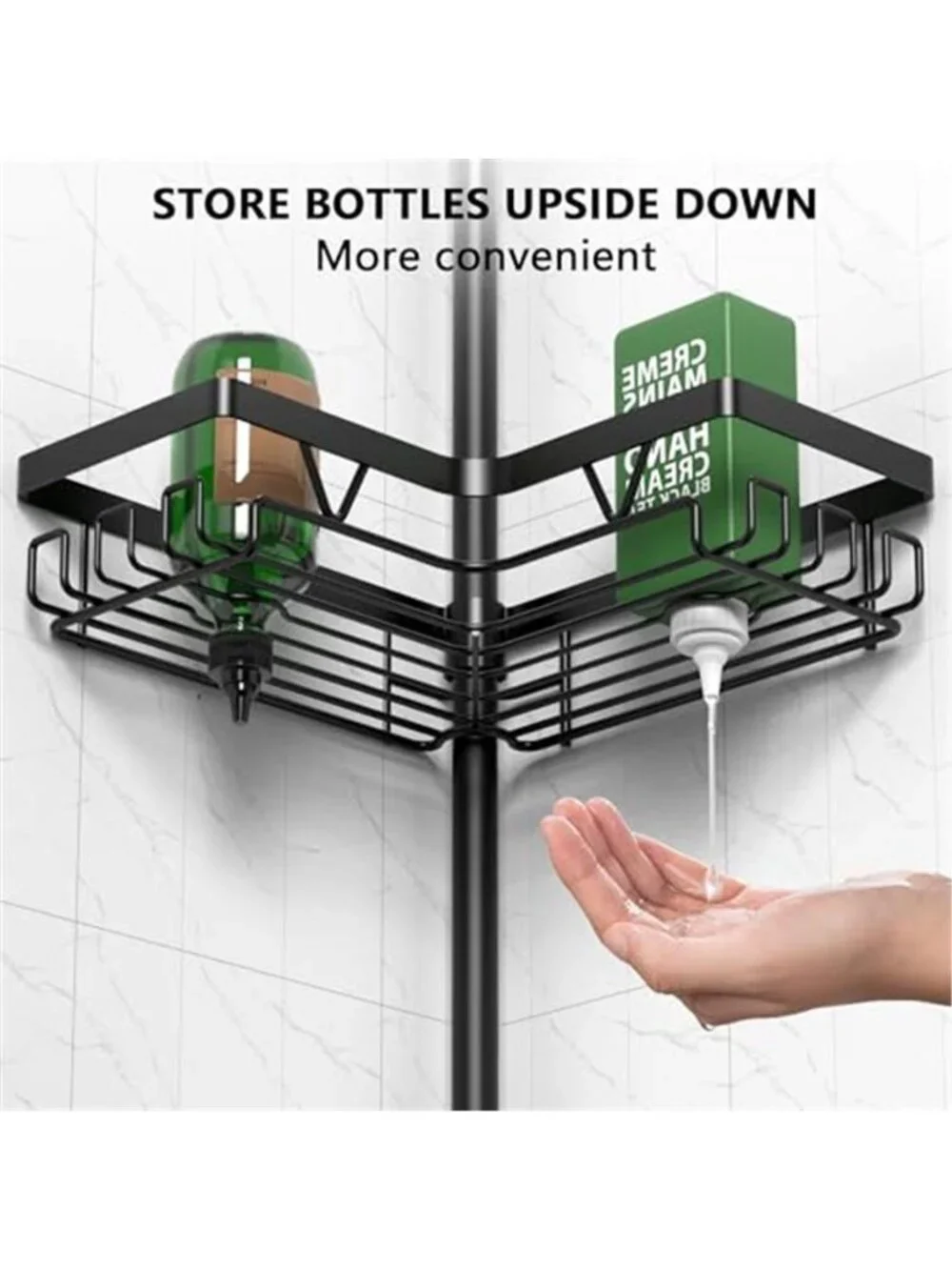 Corner Shower Caddy Adjustable 4 Tier Tension Pole Bathroom Organizer Rustproof